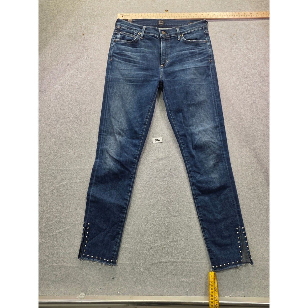 Citizens of Humanity Rocket Crop Studded Skinny Jeans Blue Size 27 High Rise